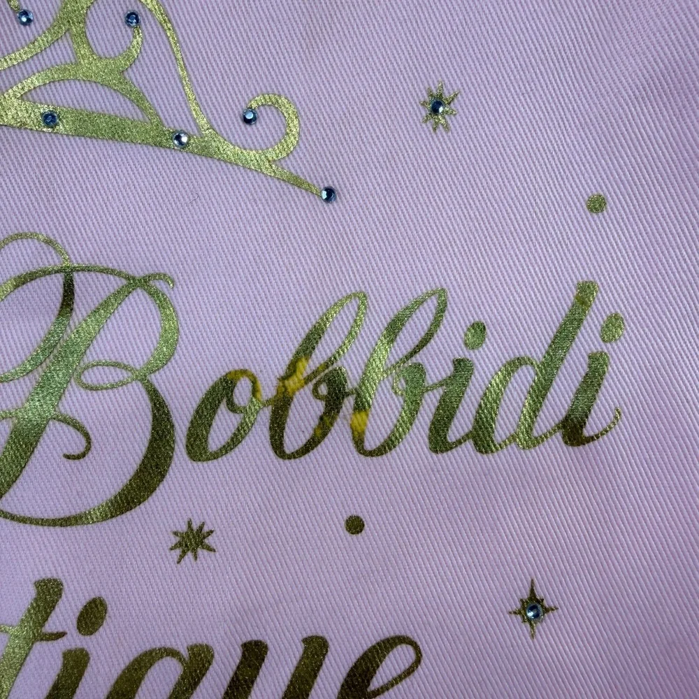 Disney Bibbidi Bobbidi Boutique Pink Drawstring Backpack Gold Tiara Rhinestones